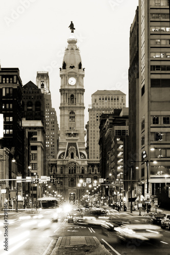 Fotografie, Obraz Broad street and Philadelphia City Hall in Center City