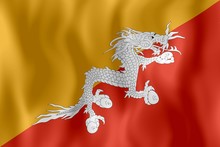Bhoutan Drapeau Froissé Bhutan Crumpled Flag