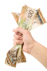 Wall Mural - a hand full of canadian dollars