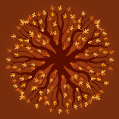 Wall Mural - vector decorative oak tree pattern - autumn colors
