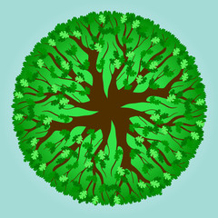 Wall Mural - decorative oak tree pattern - summer colors