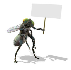 Giant Fly with Blank Sign