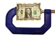 Dollar bill pinched in clamp
