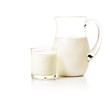 Leinwanddruck Bild - Milk jug and glass