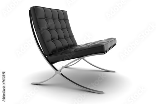Fotografie, Obraz 3d black armchair isolated on white background