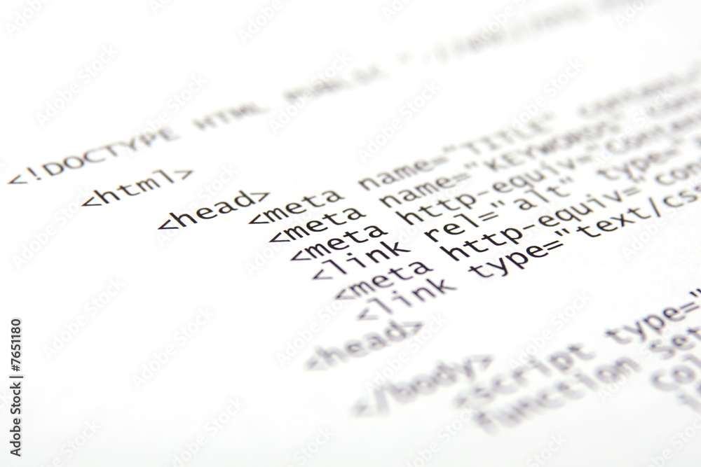 Printed html code Stock Photo | Adobe Stock