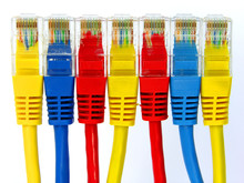 Detail Of A Group Of Net Connectors Rj45
