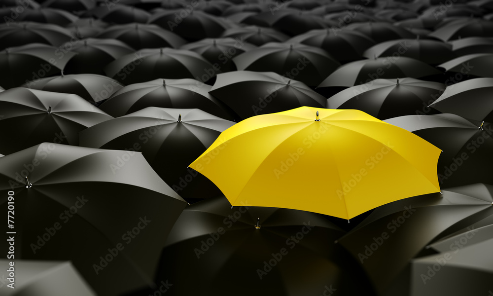 yellow umbrella - obrazy, fototapety, plakaty 