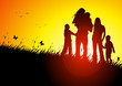 Leinwandbild Motiv Happy family at sunset