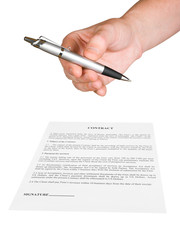 Sticker - Hand giving pen and contract