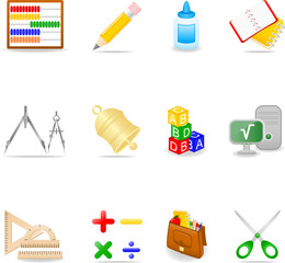 Icon set with school symbols