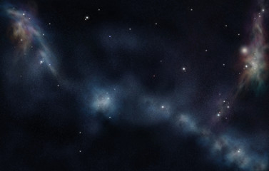 Wall Mural - digital created starfield with cosmic nebula