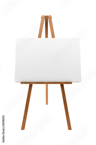 Fotografía wooden easel with blank canvas isolated on white background