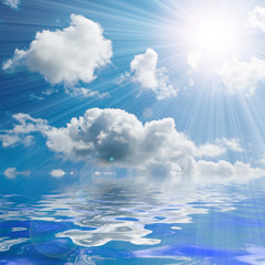 Wall Mural - blue sea and sunny sky background