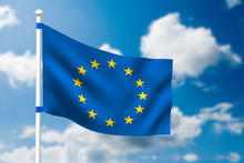 European Flag On Blue Sky