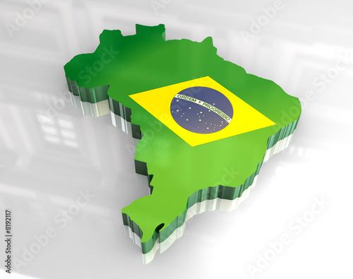 Naklejka na drzwi 3d flag map of brazil