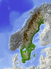 Wall Mural - Shaded relief map of Sweden