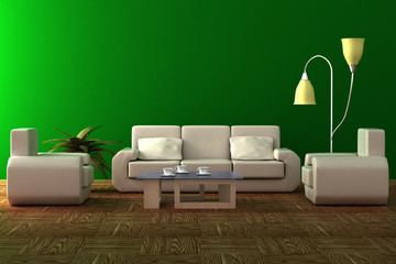 Interior of a living room. 3D image.