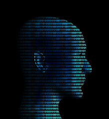 Wall Mural - Human profile from a binary code