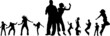 silhouettes de jeunes gens dansant