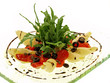 nudelsalat mit rucola,oliven,tomaten und balsamico dressing