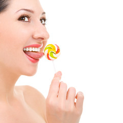 Wall Mural - pretty woman licking candy