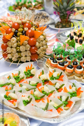 Fotografie, Obraz Catering buffet style - different light snack and sandwiches