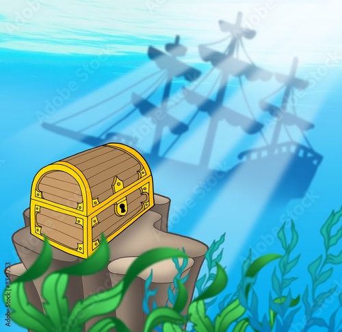 Doppelrollo mit Motiv - Treasure chest with shipwreck (von Klara Viskova)