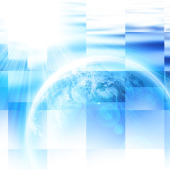 Wall Mural - Blue planet earth with sun