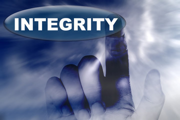 Wall Mural - hand and button with word of INTEGRITY