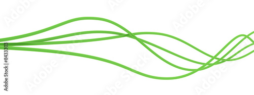 fibre-optical green cables on a white background