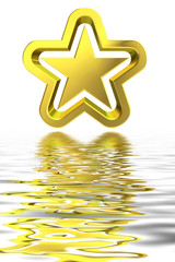Wall Mural - 3d golden star with reflection