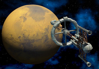 Wall Mural - mars manned mission