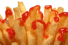 French Fries Drizzled With Ketchup