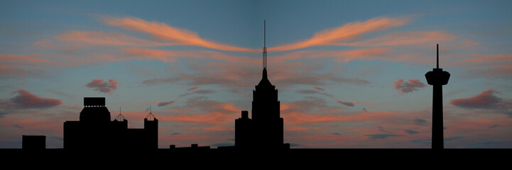 Wall Mural - San Antonio skyline at sunset