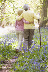 Poster - Couple walking outdoors with walking stick