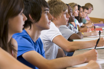 College students listening to a university lecture