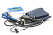 Blue stethoscope and pressure monitor