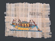 ancient egyptian papyrus painting of nile boat and hieroglyphs