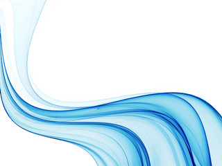 Blue abstract background, wavy lines on white background..