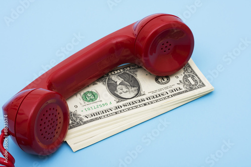 Fotografia, Obraz Telephone with money – call for help with your finances