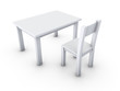 An isolated simple gray table and chair on white background