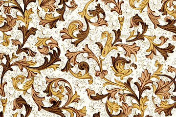 Wall Mural - antique wallpaper with floral pattern - 18th century