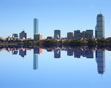 Boston Skyline Reflected In Charles River