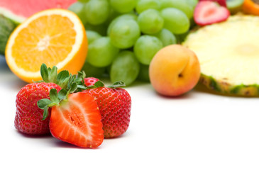 Wall Mural - fresh strawberry on fruits background