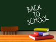© Victor Soares - Inside of a classroom with back to school on the chalkboard