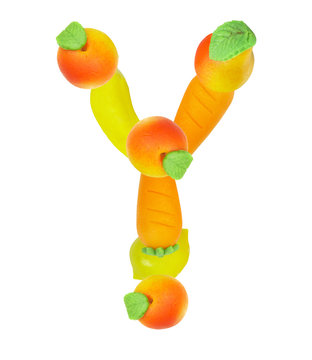 alphabet from fruit, the letter  Y …