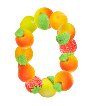 alphabet from fruit, the number  0 …