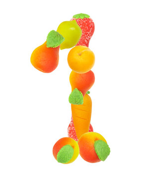 alphabet from fruit, the number 1   …
