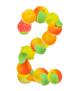 alphabet from fruit, the number 2   …